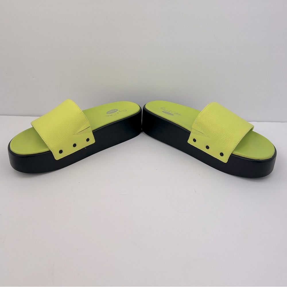 Dr. SCHOLL’S ORIGINAL COLLECTION, PISCES MAX SLIDES, LIME GREEN UPPER LEATHR, 9M - Picture 15 of 17